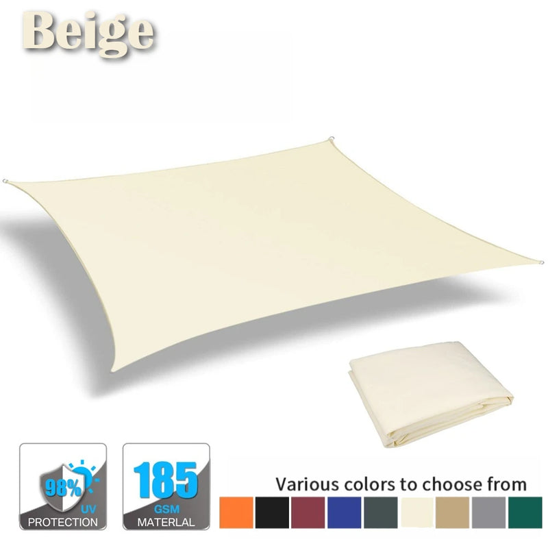 Voile d'ombrage rectangulaire ou carrée anti-UV en Oxford, de 2 x 2 à 6 x 4 m