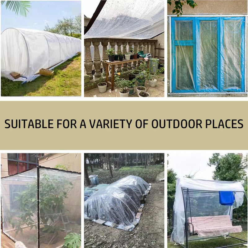 Bâche transparente épaisse avec œillets, corde et 4 mousquetons pour enclos de patio, de 2 x 2 à 4 x 4 m
