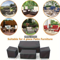 Lot de 4 housses de salon de jardin imperméables en polyester 210D, noires, avec cordon de serrage
