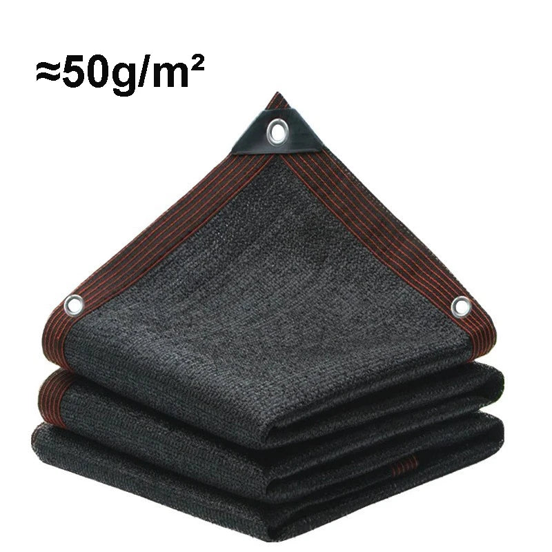 Voile d'ombrage noire anti-UV à œillets, 36 tailles, 50 ou 100 g/m²