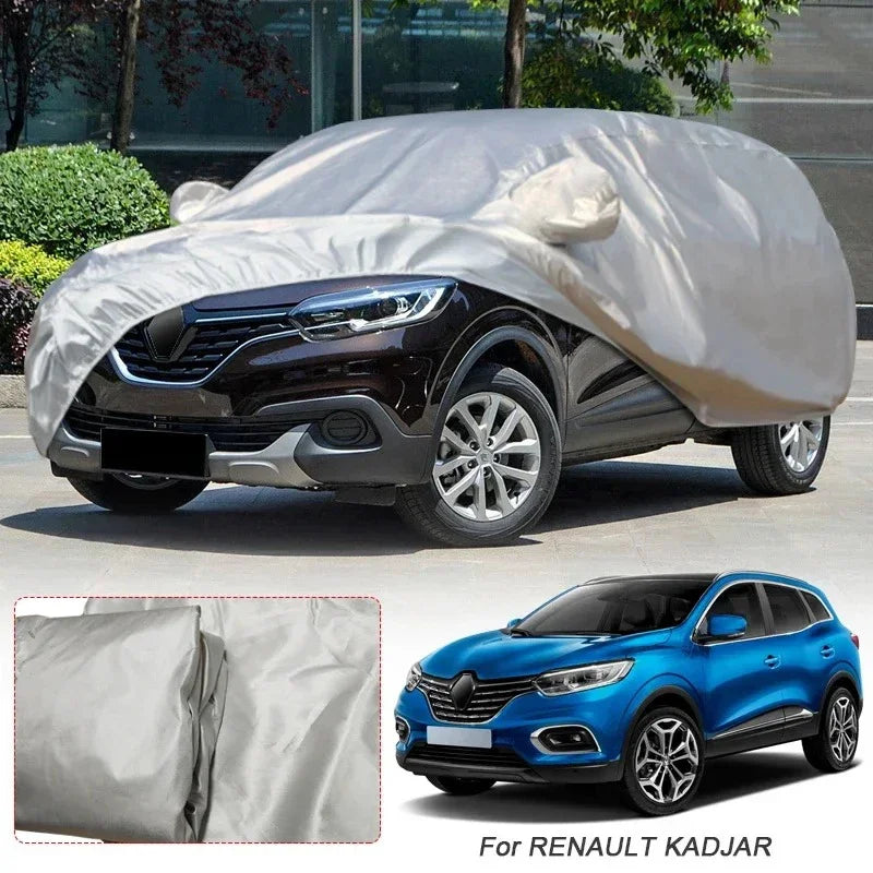 Housse voiture pour Renault Kardian, taffetas de polyester argenté anti-UV avec sac de rangement
