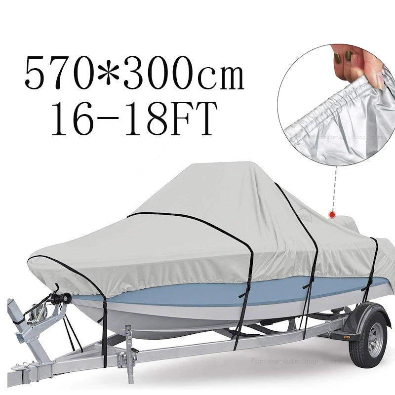 Housse bateau remorquable Oxford 210D imperméable, noir ou argent, 5 tailles de 3,35 à 6,71 m