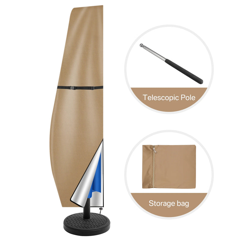 Housse de parasol déporté Oxford imperméable anti-UV, tige et pochette, 4 coloris, 205 à 280 cm