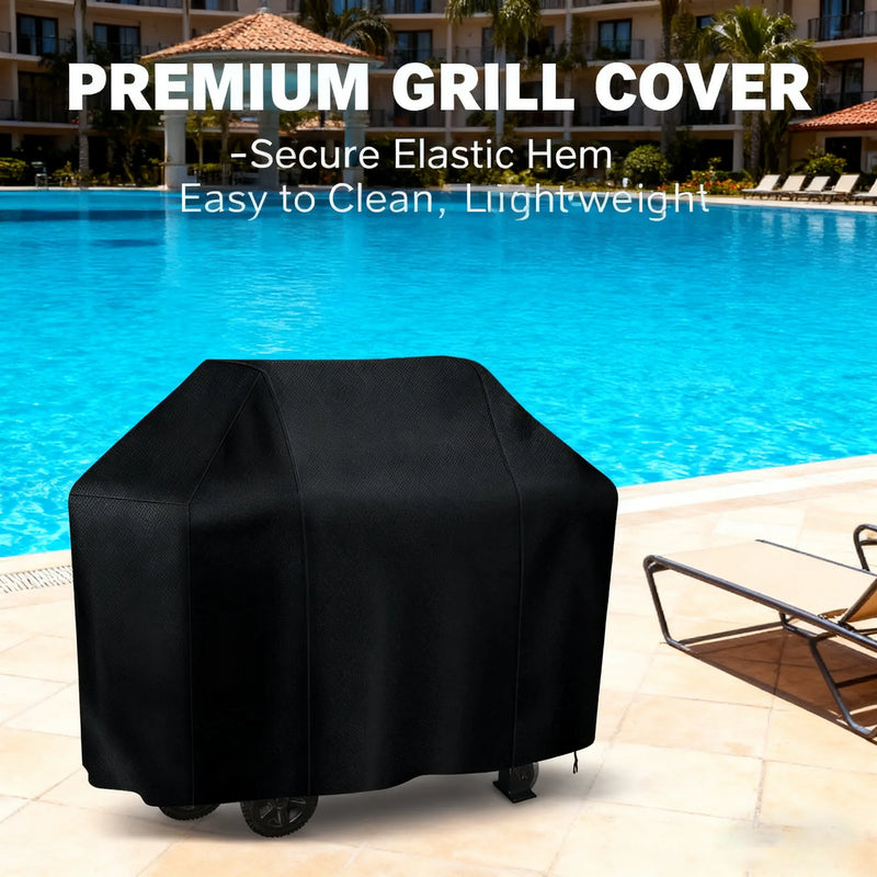 Housse barbecue gaz imperméable anti-UV en polyester noir, 8 tailles de 71 à 190 cm