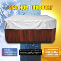 Housse spa carré universelle imperméable anti-UV en polyester, argent ou noire, 7 tailles