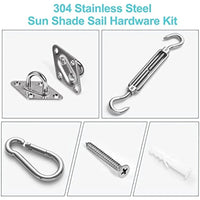 Kit de fixation voile d'ombrage inox 8 pièces avec tendeurs, œillets et mousquetons