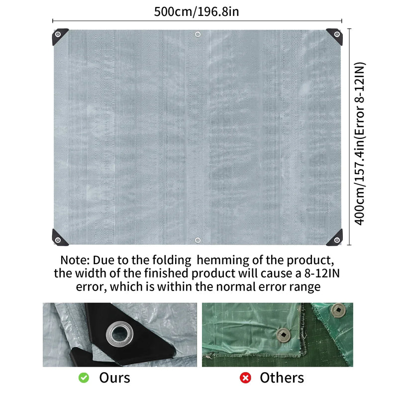 Bâche imperméable multi-usage avec œillets, polyéthylène 8 mil, verte ou bleue, de 2x3 à 4x5 m
