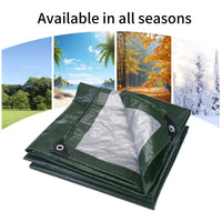 Bâche étanche avec œillets en polyéthylène dense vert et gris, 2 x 3 m