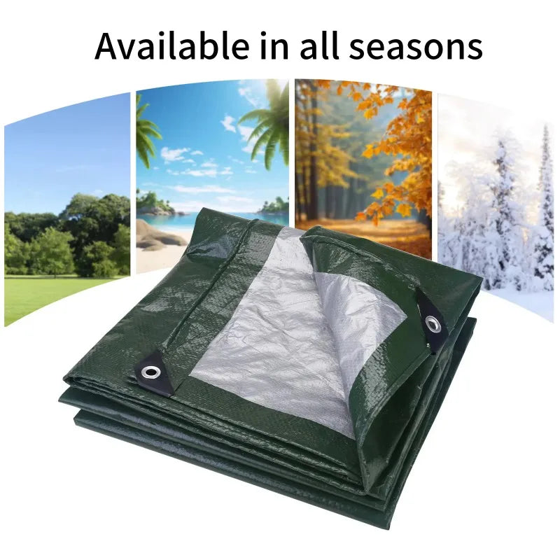 Bâche étanche avec œillets en polyéthylène dense vert et gris, 2 x 3 m