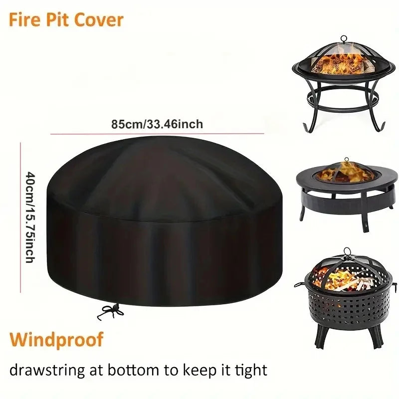 Housse brasero noire imperméable anti-poussière et anti-UV, 4 dimensions de 58 à 122 cm
