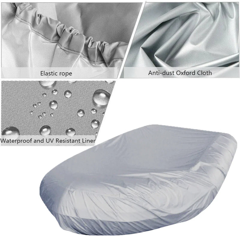 Housse bateau gonflable en V imperméable anti-UV, gris ou noir, 7 tailles de 2,3 à 5,2 m