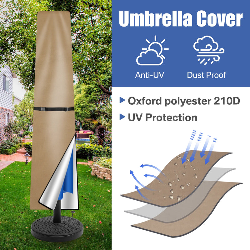 Housse parasol droit Oxford 210D imperméable anti-UV avec tige, 4 coloris, 170 à 240 cm