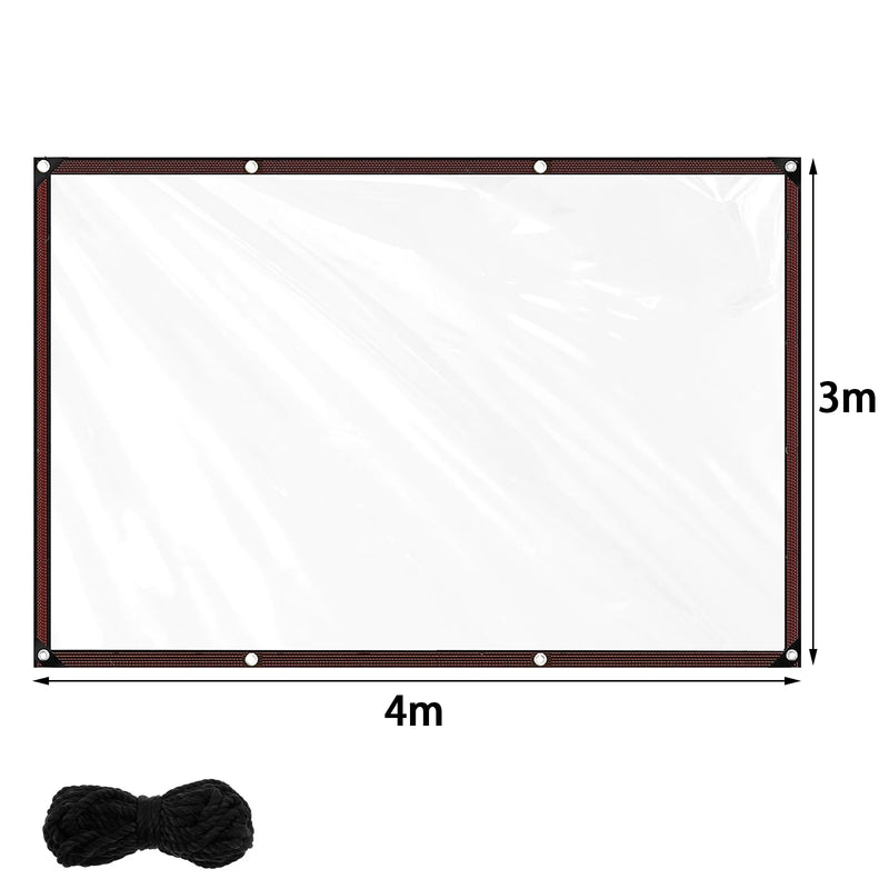 Bâche transparente PVC à œillets avec corde, 1x2, 1x3, 2x3 ou 3x4 m
