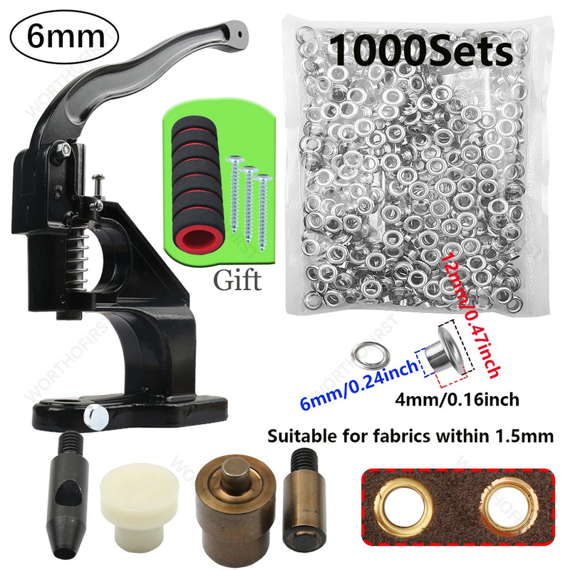 Kit d'œillets en laiton avec presse manuelle, 3 à 10 mm, pour bâche et cuir
