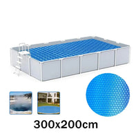 Couverture solaire à bulles pour piscine, PE bleu, 220 x 150 à 300 x 200 cm