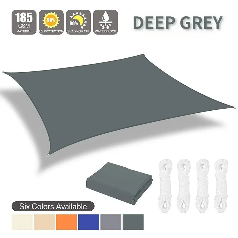 Voile d'ombrage rectangulaire et carré 185 g/m², anti-UV, avec ou sans kit de fixation