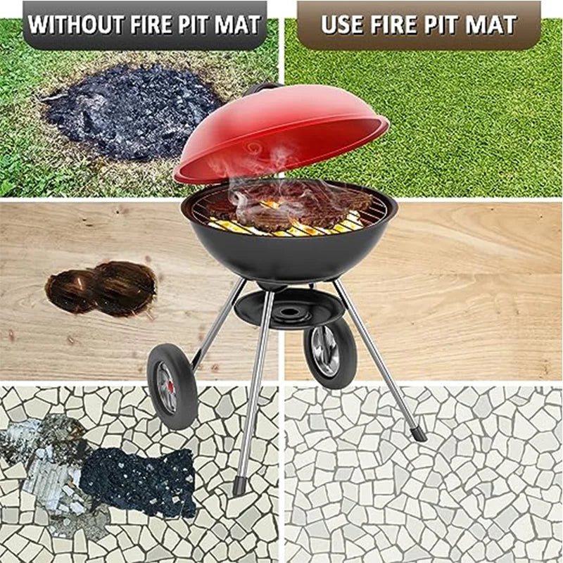Tapis ignifuge barbecue et brasero 45 x 45 cm en fibre de verre avec 4 œillets