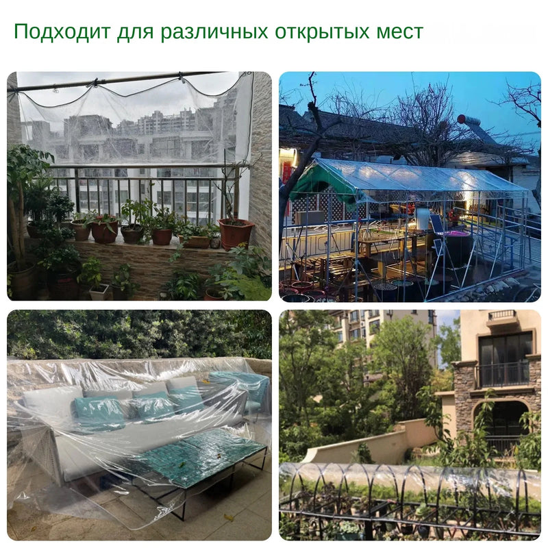 Bâche transparente PVC avec œillets, corde incluse, de 1 x 3 à 4 x 5,5 m