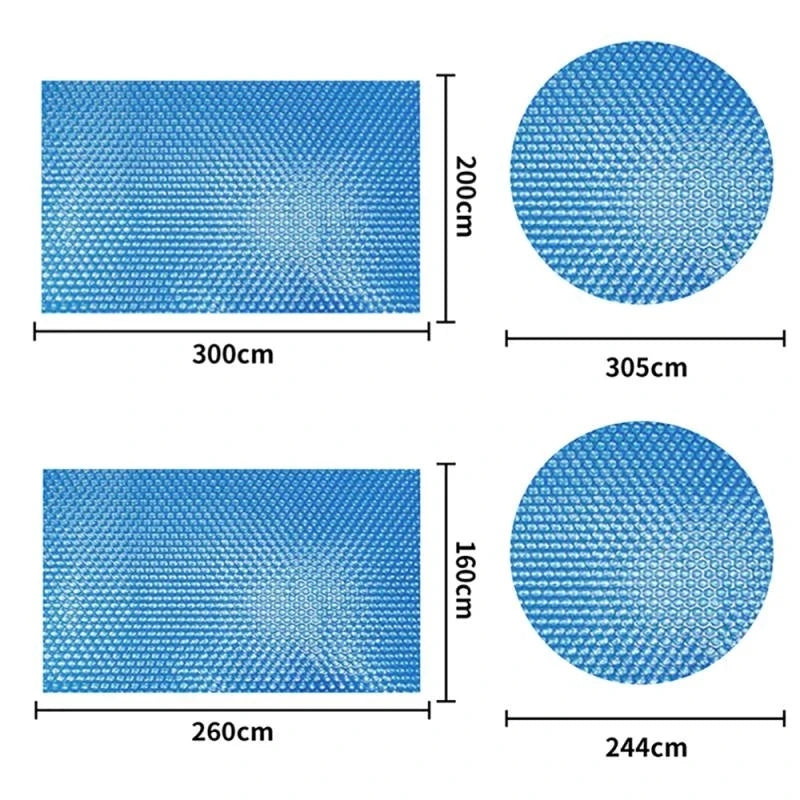 Bâche à bulles piscine rectangulaire ou ronde bleue, isolation thermique, 7 dimensions