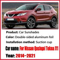 Pare-soleil voiture pour Nissan Qashqai J11 Tekna 2014-2021, à ventouses, aluminium double face