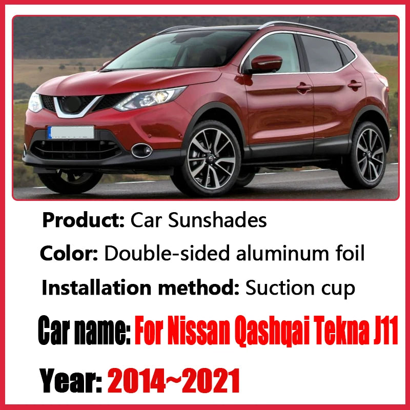 Pare-soleil voiture pour Nissan Qashqai J11 Tekna 2014-2021, à ventouses, aluminium double face