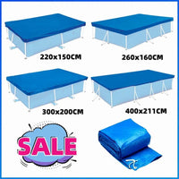 Bâche piscine hors sol rectangulaire bleue imperméable à cordon, anti-UV, de 220x150 à 400x211 cm