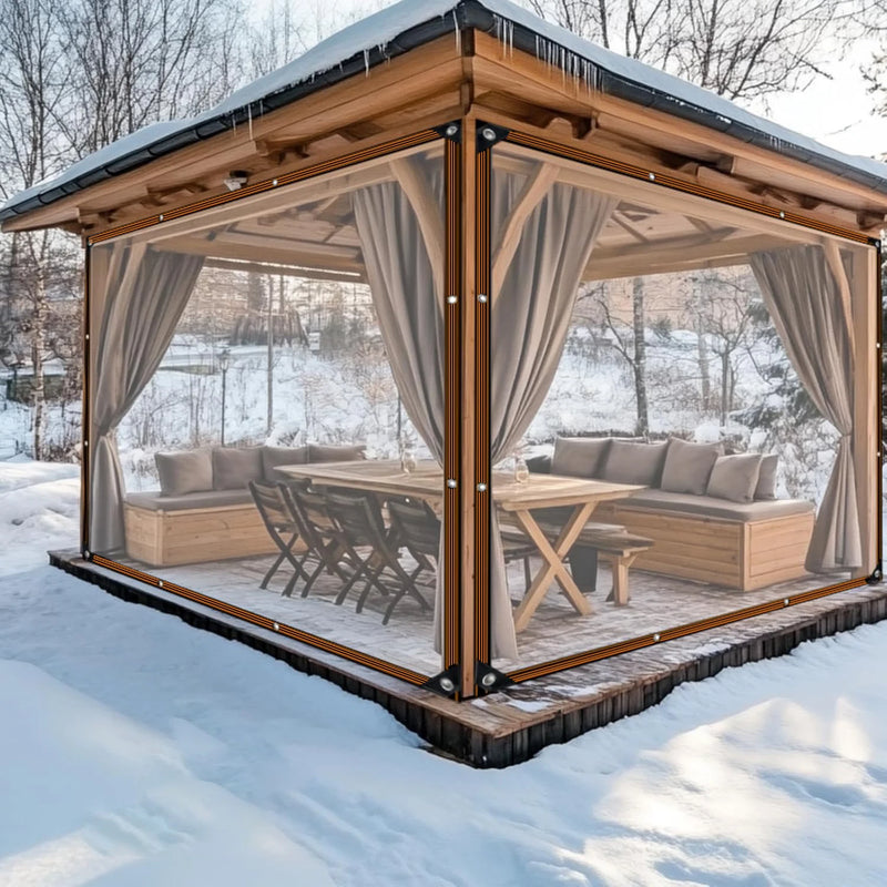 Bâche transparente anti-UV à œillets et bords renforcés marron, pergola, balcon, serre, 10 tailles