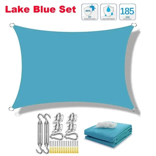 Voile d'ombrage rectangulaire imperméable en polyester 300D, anti-UV, 10 tailles