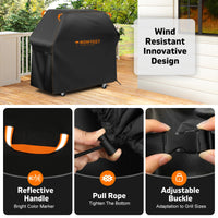 Housse barbecue universelle imperméable en Oxford avec ourlet réglable, 5 tailles de 122 à 190 cm