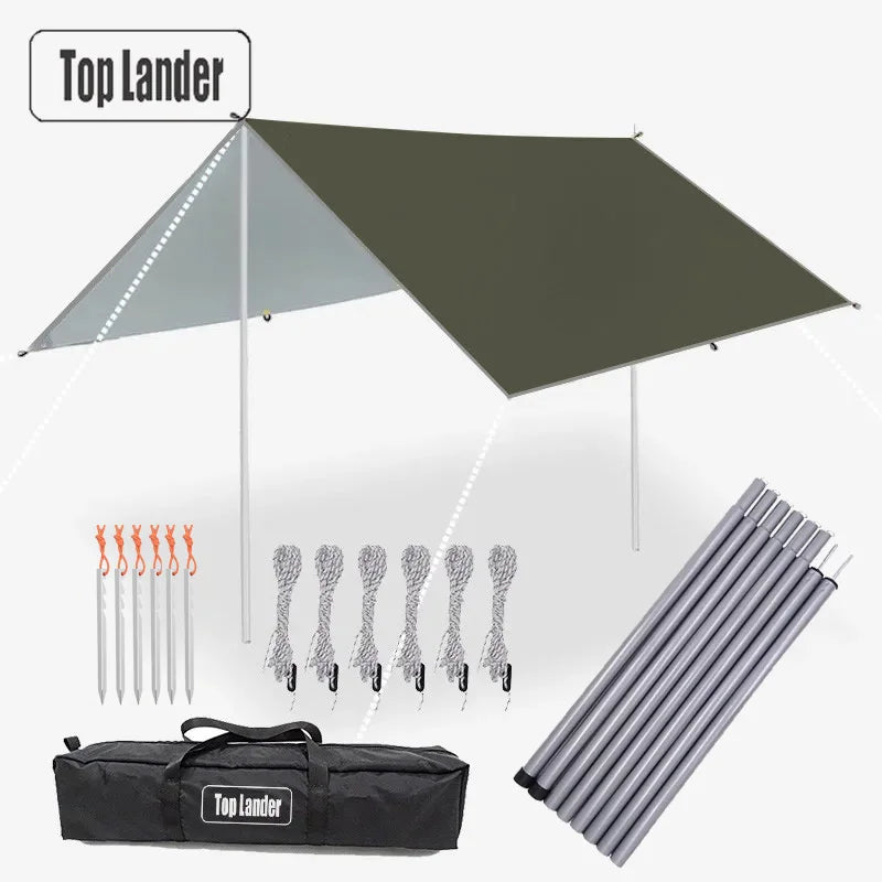 Bâche de camping imperméable ultralégère en polyester 190T, abri solaire et anti-UV