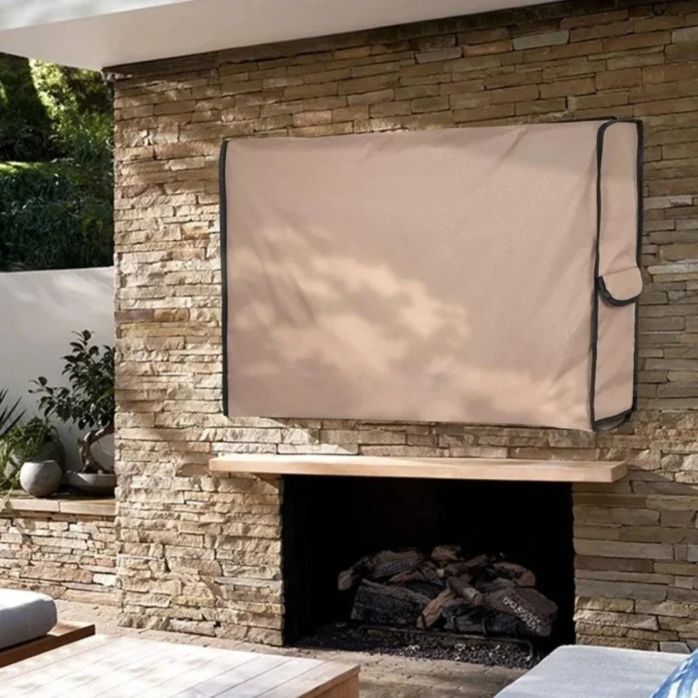 Housse TV extérieure beige imperméable Oxford 210D, 10 tailles de 76 à 170 cm