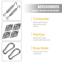 Kit de fixation voile d'ombrage avec câble métallique 15 m, tendeurs et œillets inox
