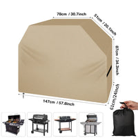 Housse barbecue Oxford enduit imperméable, 147 x 61 x 122 cm, sable, noir ou gris