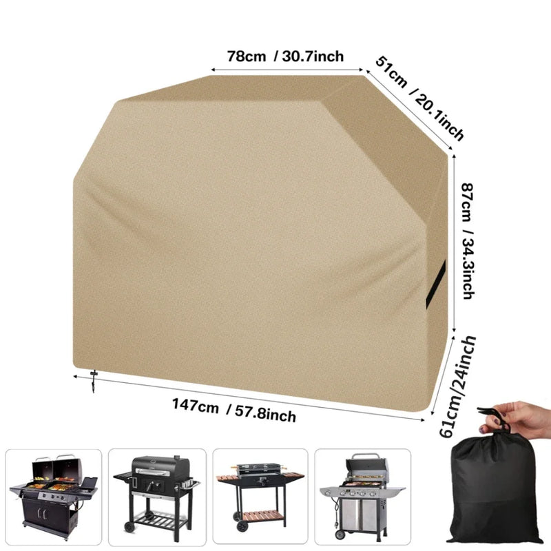 Housse barbecue Oxford enduit imperméable, 147 x 61 x 122 cm, sable, noir ou gris