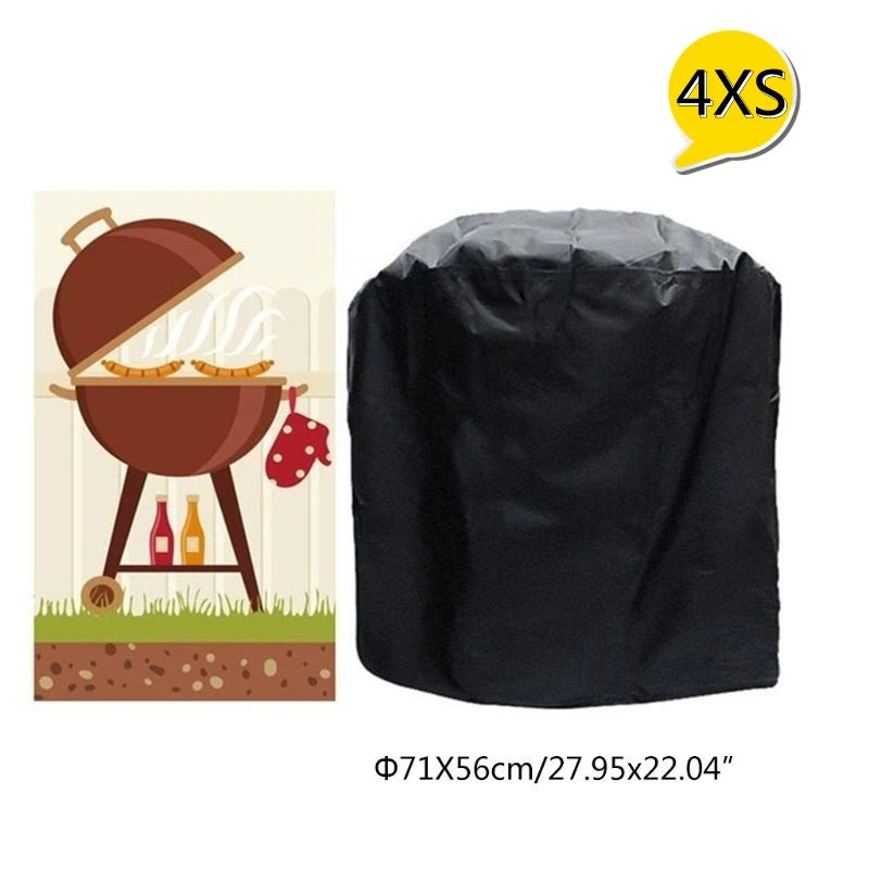 Housse de barbecue noire imperméable en polyester Oxford 190T, 8 tailles rondes et rectangulaires