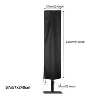 Housse de parasol droit ou déporté Oxford 210D noire, 17 tailles de 140 à 280 cm
