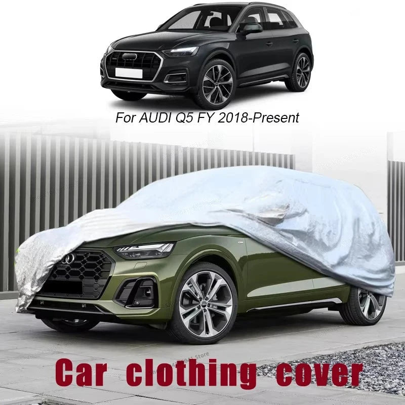 Housse voiture pour Audi Q5, Q4, Q7 et Q8 en Oxford argenté, anti-UV, 12 modèles au choix
