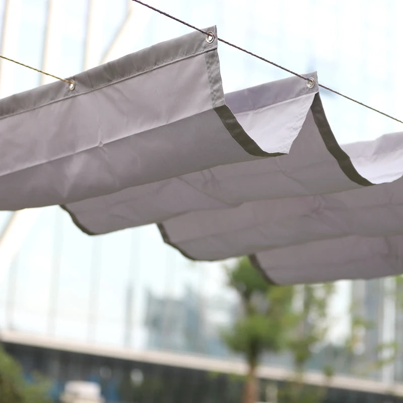 Voile d'ombrage ondulé rétractable imperméable en polyester 300D pour pergola