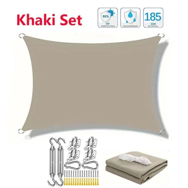 Voile d'ombrage rectangulaire imperméable en polyester 300D, anti-UV, 10 tailles