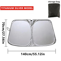 Pare-soleil pare-brise voiture pliable argent titane, 2 tailles, 145 x 80 ou 140 x 70 cm