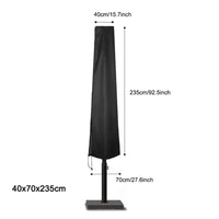 Housse de parasol droit ou déporté Oxford 210D noire, 17 tailles de 140 à 280 cm