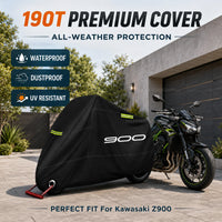 Housse moto complète pour Kawasaki Z900 2017-2026, Oxford 190T imperméable, anti-poussière, 3 bandes réfléchissantes