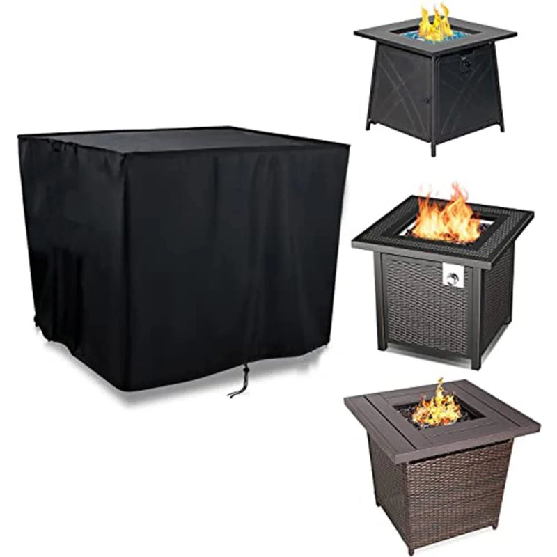 Housse de foyer à gaz carrée toutes saisons en polyester noir, 10 dimensions