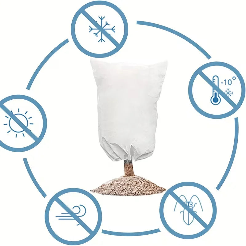 Housse d'hivernage pour plantes en tissu non tissé, cordon de serrage, beige ou blanc, 5 tailles
