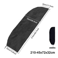 Housse de parasol droit ou déporté Oxford 210D noire, 17 tailles de 140 à 280 cm