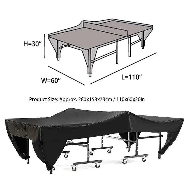 Bâche table de tennis de table étanche pour terrasse, noire, 280 x 153 x 73 cm