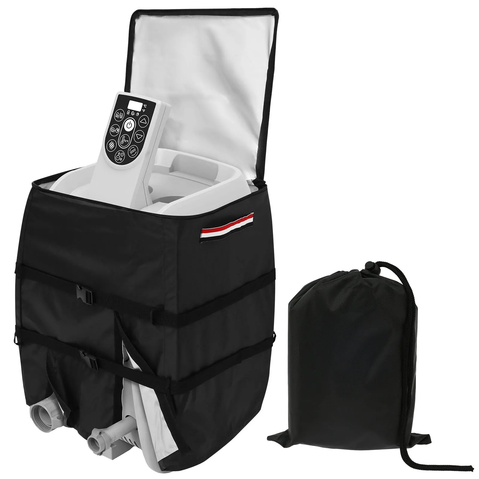 Housse de pompe de chauffage spa gonflable noire, polyester 420D, 43 x 38 x 54 cm