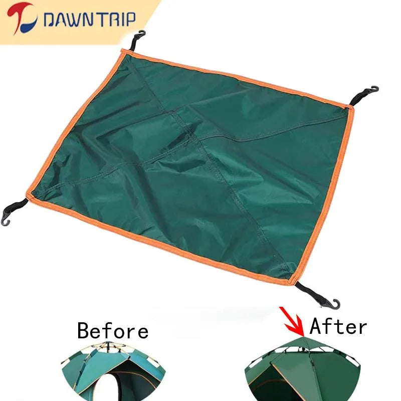 Bâche de tente de camping carrée imperméable avec 4 crochets, de 56 à 148 cm, vert ou beige