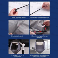 Housse de nettoyage climatiseur avec structure à tiges et tuyau d'évacuation, tissu imperméable
