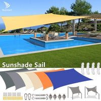 Voile d'ombrage rectangulaire polyester enduit PU anti-UV 98 %, 6 coloris, avec ou sans kit de fixation